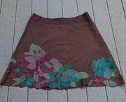 Monsoon UK Linen Embroidered Floral Hem  A-Line Skirt