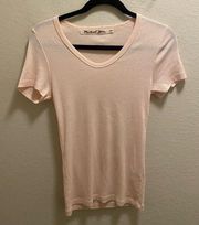 Michael Stars Pink Shine V-Neck Short Sleeve Fitted T-Shirt Size XS/S