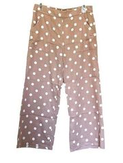 Roolee Tan Beige Polka Dot Straight Leg Zip Waist Dress Pants Size Medium