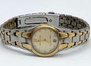 Anne Klein ladies Quartz analog date watch gold silver tone bracelet size 7” run