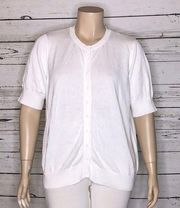 Woman Within NWT Size 1X 22/24 White Elbow Sleeve Cotton Sweater Cardigan