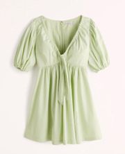 Abercrombie green cinch-front poplin mini dress