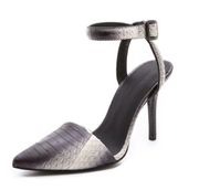 Alexander Wang Lovisa Snakeskin Ankle Wrap Heel in Cream Black Women's 38 US 8