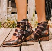 Scarlett Booties Buckle Detail Leather Ankle Boots Brown