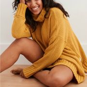 Aerie Yellow Oversized Turtleneck Sweater