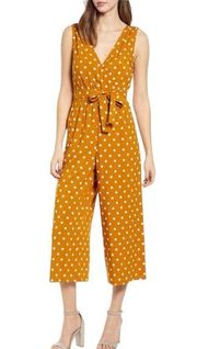 Nordstrom  Yellow and White Polka Dot Jumpsuit Size Large