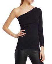 NEW HELMUT LANG One-Shoulder Long Sleeve Seamless Top