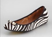 Diane Von Furstenberg DVF Bion Zebra Calf Hair ballet Flats black white size 8