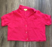 Fuchsia Button Up Crop Top