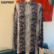 equipment blue snake 100% silk blouse s small button top shirt EUC