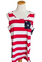 New Womens Boutique American Flag Stars & Stripes Patriotic Tank Top - Sz 2X