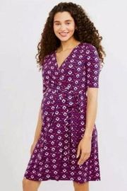 ✨5xHP✨Motherhood Maternity Waist Tie Surplice Wrap Dress Geometric Print✨