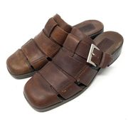 ENZO Brown leather slides, made in Brazil. Size 7.5