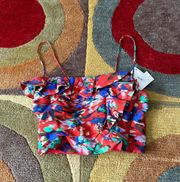 ZARA NWT  Floral Flower Print Ruffle Crop Tank Top Runs Very Small Fits like XS