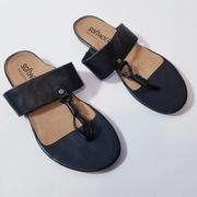Softwalk Black Leather Slip on Sandals