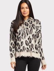 Fate Liza Leopard Distressed Hoodie Sweater S