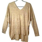 La Miel by Hyped Unicorn Beige V Neckline Dolman Batwing Sweater Sz S/M