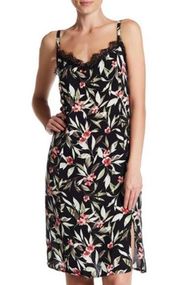 New Bobeau Floral‎ Lace Trim Dress black