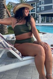 Two Piece Olive Green Swimsuit