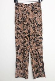 Olivaceous Cropped Split Ankle Straights Leg Paisley Pants Women’s Size Small