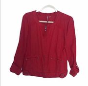 Michael Stars Shirt Jacket Red Linen Medium