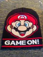 Super Mario Knit Hat Winter Ski Cap Black Beanie  GAME ON Face Youth