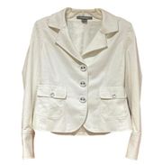 Ellen Tracy White Button Up Blazer Tailored Jacket with Pockets Size 4