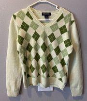 Scottish Lambswool Lime Green Checkered Sweater