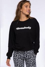 Suburban Riot Homebody Long Sleeve Fleece Pullover Sweatshirt Black Medium M