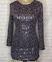 MM Couture Long Sleeve Sequin Dress