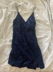 Blue sequin mini dress