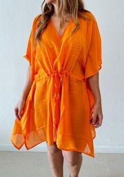 Solid orange beachwear cover up