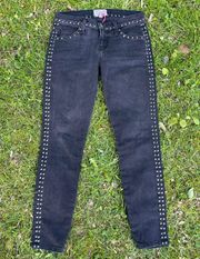 Night with Studs Crop Skinny black denim jeans - size 25