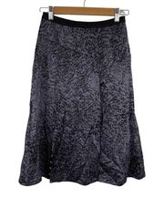 Rebecca Taylor White Noise Purple Black Snap Up Slit Silk A Line Pleat Skirt 0