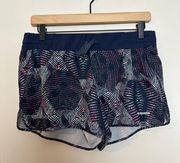 Patagonia - Nine Trail Navy Geometric Print Lined 4" Shorts Hiking Outdoor