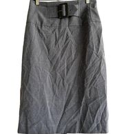 Cache Pencil Skirt Knee Length Faux Belt Y2k High Waisted Back Slit Gray 6