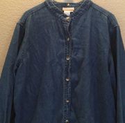 COLDWATER CREEK Mandarin Collar MED Denim LS PXL