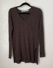 Michael Stars Jasper rib v-neck long sleeve tunic