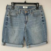 Bermuda Shorts 8 Light Wash Rolled Hem