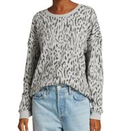 RAILS Grey Marlo Sweatshirt in Abstract Cheetah Print Side Zip Women's Small