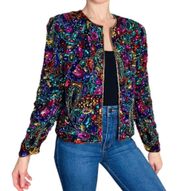 Vintage  Colorful Paisley Sequin Silk Blazer Jacket