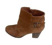 COLE HAAN BROWN SUEDE HIGH HEEL ANKLE BOOTS SIZE 8.5 SIDE ZIP ROUND TOE