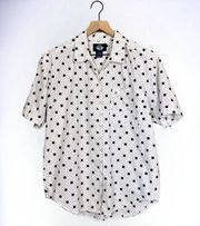 Vintage 90s Dockers Black & White Polka Dot Collared Button Up Shirt Medium