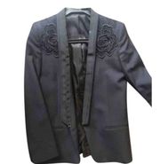 The Kooples blue synthetic jacket blazer embroidered flowers 36 (s)