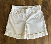 LL Bean White Chino Cuffed Shorts Mid Rise 7” Inseam Women’s 10