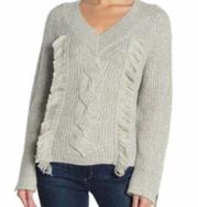 Abound Cable Knit Fringe Sweater Pullover Grey S