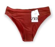 ZARA Red Textured Bikini Bottoms Size M NWT