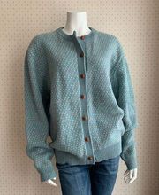 Vintage The Woolrich Woman Mini Heart Polka Dot Wool Cardigan Sweater Sz XL PW8