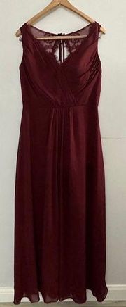 JJs HOUSE Dress Bridesmaid Formal Prom Long Lace Sleeveless Burgundy Size 6