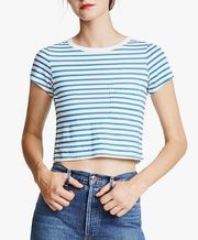 Striped Cropped Tee Turquoise Stripe